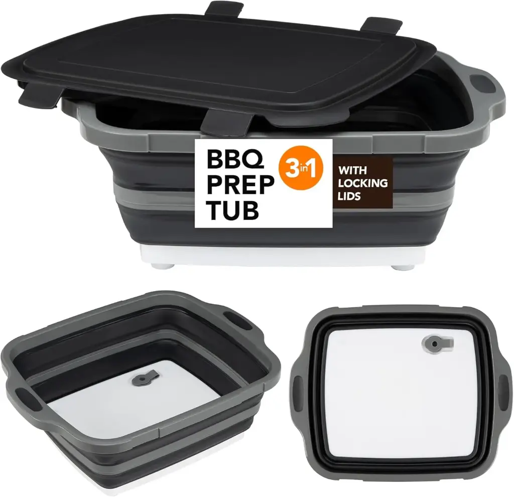 Recipiente plegable para parrilla