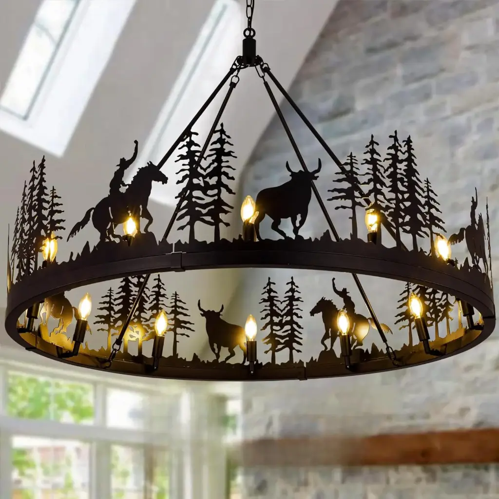 Lampara colgante redonda 48" 12 luces
