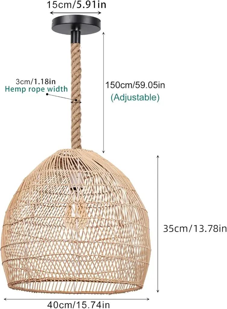 Lampara colgante de Ratan 16"