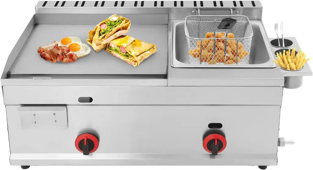 Plancha de gas con freidora Comercial