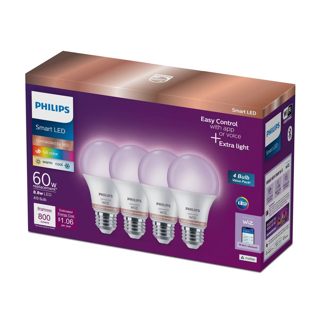 Bombillos Philips A19 4 Pcs