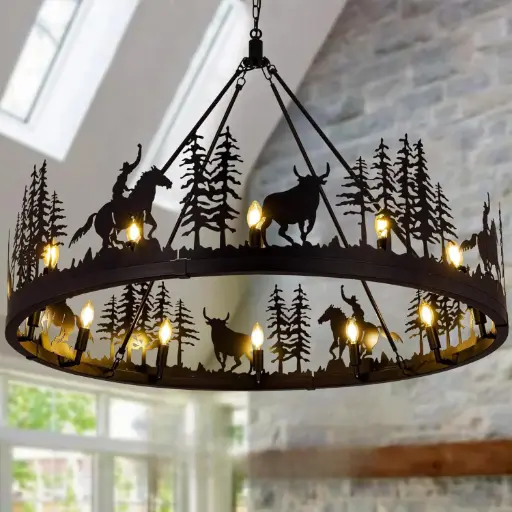 Lampara colgante redonda 48" 12 luces