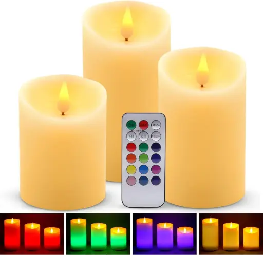 Set de 3 velas con luz RGB