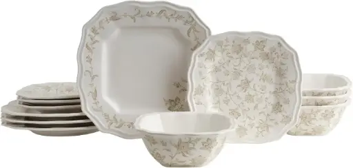Vajilla de porcelana 12 Pcs Florales